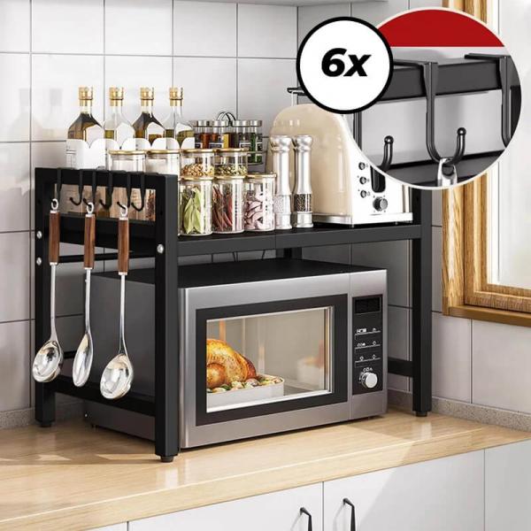 Ausziehbares Küchenregal MagicRack BLACK – Großhandel: Regal für Mikrowelle und Küchenutensilien