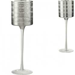 J-Line Teelichthalter silber 30 cm 2 Stück sortiert