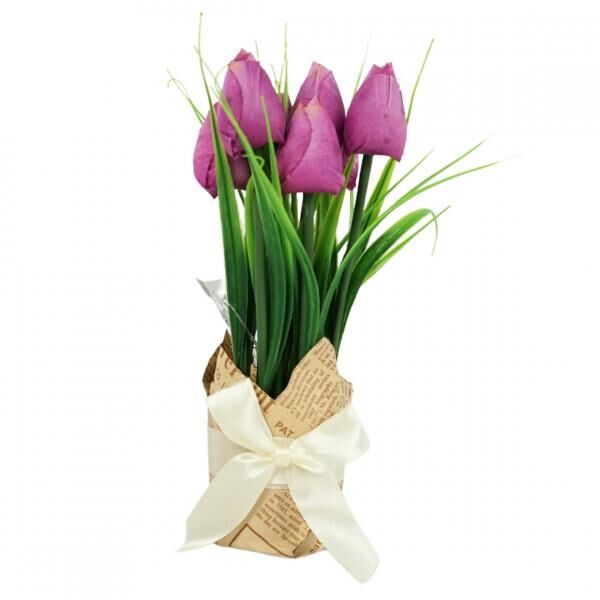 Künstliche Blumen Tulpen im Geschenkkarton 23 cm 6 Stück sortiert