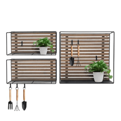 Wall shelf incl. 9 S-hooks, set of 3