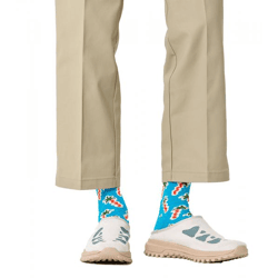 1 Paar Happy Socks Happy Palm Sock Herren Socken mit Palmen-Print Baumwoll-Socken Alltags-Strümpfe P002605 Blau/Orange/Grün