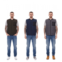 11 PROJECT PURlle Herren Puffer-Weste mit Steppung Lifestyle-Weste 20715253-ME Grau, Dunkelgrün oder Dunkelblau 