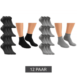 12 Paar JACK & JONES Short Sock Damen Sneaker-Socken Sport-Strümpfe Baumwoll Quarter-Socken 12260511 in Schwarz oder Grau