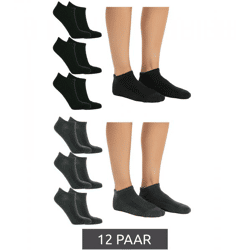 12 Paar TASTIQ Damen Sneaker-Socken schlichte Baumwoll-Socken in Geschenkbox Kinder Sport-Socken Grau oder Schwarz