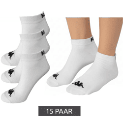 15 Paar Kappa Sportsocken Sneaker-Socken Baumwoll-Strümpfe mit Logo 3112YCW A00 Weiß