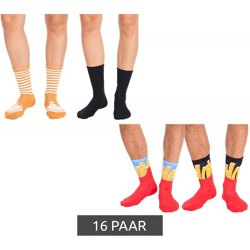 16 Paar TASTIQ Baumwoll-Socken mit Print lange Strümpfe in Geschenkbox TAS/1/CSX2 mit Pommesdruck oder mit Latte Macchiato Print