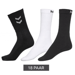 18 Paar hummel Basic Sport-Socken mit Marken-Schriftzug oder Crew-Socken mit Kontrastwinkel Baumwoll-Strümpfe Alltags-Socken 205603/022030