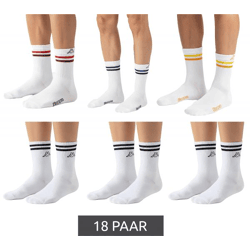 18 Paar Kappa Tennis-Socken Baumwoll-Strümpfe mit Markendruck Alltags-Socken 371E7JW Weiß/Schwarz oder Weiß/Bunt