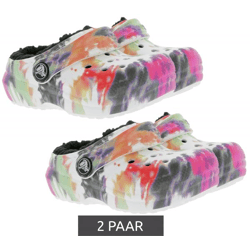 2 pairs of Crocs Classic Lined Tie-Dye children's house shoes, lined clogs with Dual-Crocs-Comfort 206683-0C4, multicolored