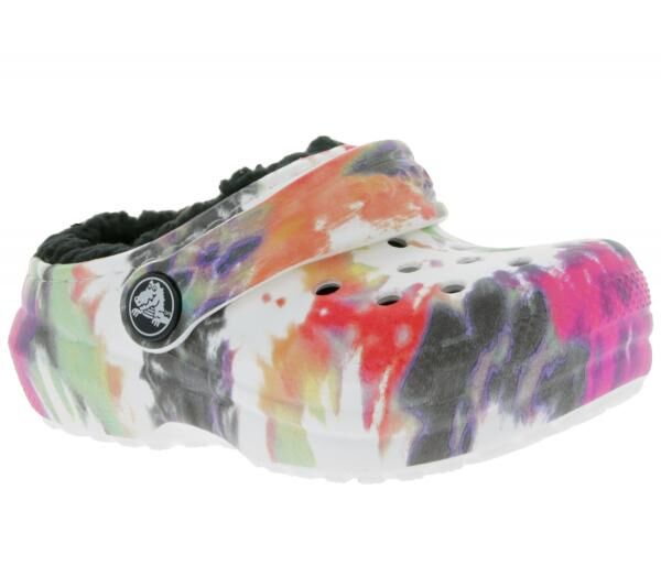 2 Paar crocs Classic Lined Tie-Dye Kinder Haus-Schuhe gef&uuml;tterte Clogs mit Dual-Crocs-Comfort 206683-0C4 Bunt