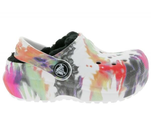 2 Paar crocs Classic Lined Tie-Dye Kinder Haus-Schuhe gef&uuml;tterte Clogs mit Dual-Crocs-Comfort 206683-0C4 Bunt