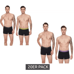 20er Pack Kappa Herren Boxershorts mit Marken Schriftzug und Logo Unterhose 351K1JW Schwarz/Lime oder Schwarz/Violett