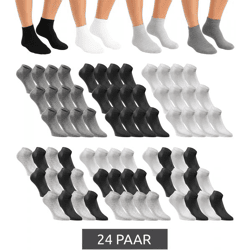 24 Paar JACK & JONES Short Sock Sneaker-Socken Sport-Strümpfe Baumwoll Quarter-Socken Sparpack 12260511 in Schwarz, Grau, Weiß oder im Mix