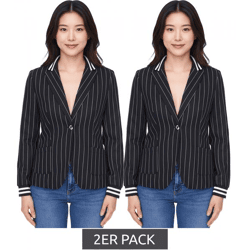 2er Pack AjC Blazer Damen Business-Jacke mit Ein-Knopf-Verschluss Blazer Anzug-Jacke 36873246 Schwarz