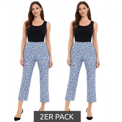 2er Pack Aniston CASUAL Damen 7/8-Hose lässige Sommer-Hose mit Blümchen-Muster Sparpack 17521410 Blau