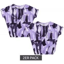2-Pack Bench. Girls' Cotton Short-Sleeve Shirt with All-Over Print 65280936 Purple
