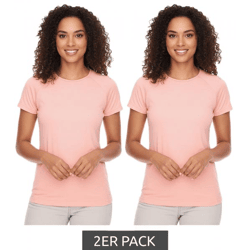 2er Pack FAYN SPORTS Damen Sport-Top atmungsaktives und schweißtransportierendes Trainings-Shirt 73022200 Lachs-Rosa