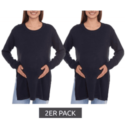 2er Pack neun 9 monate Damen Strickpullover Umstandsmode Schwangerschafts-Pulli 24659305 Dunkelblau