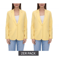 2er Sparpack AjC Damen Blazer hüftlanger Boyfriend-Blazer mit Innenfutter und Ein-Knopf-Verschluss 53438757 Gelb
