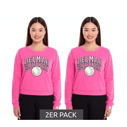 2er Sparpack DELMAO Cropped Sweater verkürzt geschnittener Damen Baumwoll-Pullover 42556633 Pink