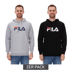 2er Sparpack FILA Barumini Hoodie Herren Kapuzen-Pullover Pulli Sweater Baumwoll-Sweatshirt FAU0068 Schwarz oder Grau