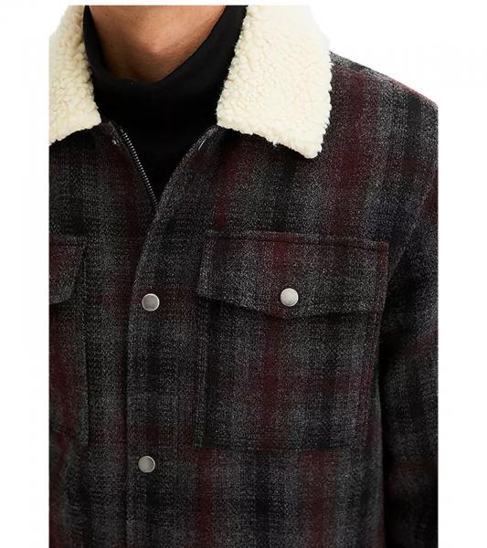 2er Sparpack Herren Hemd-Jacke Kunstfelljacke im Karo-Muster modisches Langarm-Hemd 957592 Schwarz/Grau/Rot