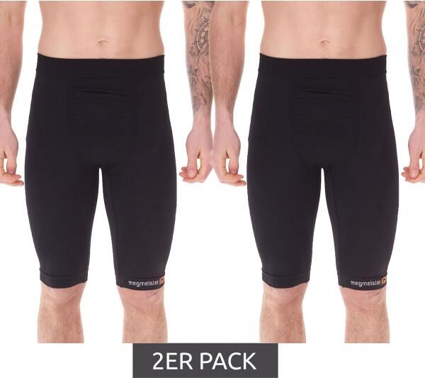2er Sparpack megmeister Herren Kompressions-Shorts mit Body-Mapping-Belüftung Rad-Shorts Antibakteriell und Geruchshemmend Kompressions-Be