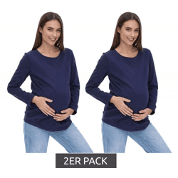 2er Sparpack neun 9 monate Damen schlichtes Schwangerschafts-Shirt Umstands-Mode 58374154 Dunkelblau