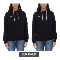 2er Sparpack Outfitter Ocean Fabrics Thai Damen Hoodie nachhaltiger Kapuzen-Pullover im Basic-Style OUT-W-1003-OTW-03 Schwarz