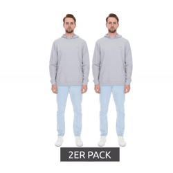 2er Sparpack PLAYBOY Herren Baumwoll-Pullover Langarm-Shirt mit Kapuze Hoodie Grau