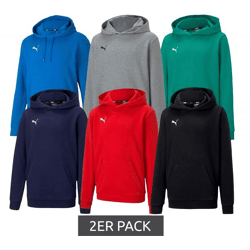 2er Sparpack PUMA teamGOAL 23 Casuals Kinder Hoody mit Kängurutasche Kapuzen-Pullover für Jugendliche Jungen & Mädchen 656711 Rot, Schwa