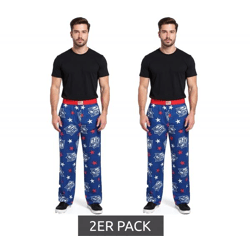 2er Sparpack RE:COVERED X NFL Shield and Stars Loungepants Herren Schlafanzug-Hose mit NFL-Logo Baumwolle Pyjama-Hose RCNFL1401 Blau
