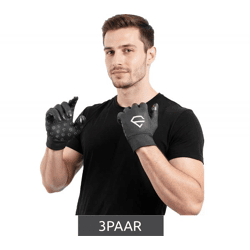 3 Paar EGREGIE Herren Fahrrad-Handschuhe mit Fleecefutter Lauf-Handschuhe mit Smartphone Handy Touchfunktion Sport-Handschuhe Schwarz