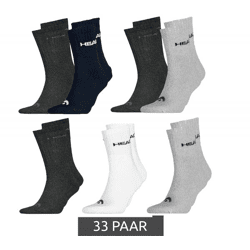 33 Paar HEAD All Sports Socken Damen und Herren Trainings-Socken Sport-Strümpfe 701236921 in Schwarz, Blau, Grau, Weiß