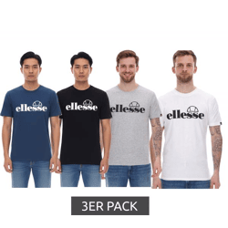 3er Pack ellesse Fuenti T-Shirt Herren Baumwoll-Shirt mit Logo-Print Sport-Shirt SHP16469 in Schwarz, Weiß, Blau oder Grau