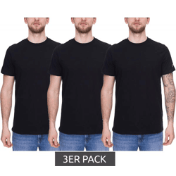 3er Pack Mercedes-Benz AMG Petronas F1 MAPF1 FW Blank Herren Basic T-Shirt mit kleinem Print am Arm Baumwoll-Shirt 701219057 001 Schwarz