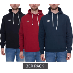 3er Pack Outfitter Ocean Fabrics Thai Herren Hoodie nachhaltiger Kapuzen-Pullover im Basic-Style OUT-M-1003-OTW Schwarz, Rot oder Dunkelblau