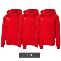 3er Pack PUMA teamGOAL 23 Casuals Kinder Hoody mit Kängurutasche Kapuzen-Pullover für Jugendliche Jungen & Mädchen 656711 01 Rot