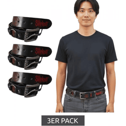 3er Pack Slipknot Gürtel der Metal-Band für Damen oder Herren Einheitsgröße 100cm verstellbarer Freizeit-Gürtel Sparpack BT111166SLP4 