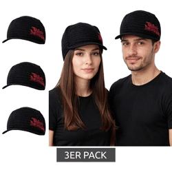 3er Pack The Black Dahlia Murder Unisex Schirm-Mütze mit Logo-Schriftzug Schirm-Beanie Strick-Mütze KC107206BDM Schwarz