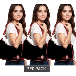 3er Sparpack Green Day Punkrock-Band Damen Schulter-Tasche stylische Strick-Tasche Handtasche LB102733GRN0 Schwarz