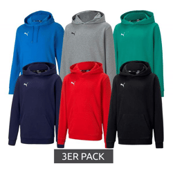 3er Sparpack PUMA teamGOAL 23 Casuals Kinder Hoody mit Kängurutasche Kapuzen-Pullover für Jugendliche Jungen & Mädchen 656711 Rot, Schwa