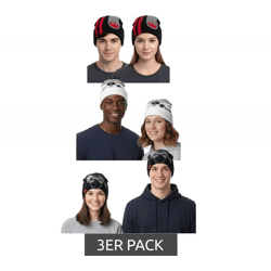 3er Sparpack Star Wars Beanie für Damen oder Herren Strick-Mütze in Einheitsgröße Fan Artikel Winter-Mütze in Schwarz oder Weiß