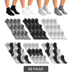48 Paar JACK & JONES Short Sock Sneaker-Socken Sport-Strümpfe Baumwoll Quarter-Socken 12260511 in Schwarz, Grau, Weiß oder im Mix