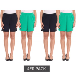 4er Pack AjC Damen Sommer-Shorts kurze Hose Mode-Bermuda 37358347 Grün/Schwarz