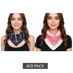 4er Pack DELMAO Halstuch mit verschiedenen Mustern Alltags-Tuch 8168 3644 Weiß/Schwarz/Rot