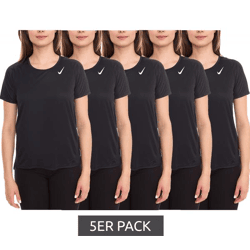 5er Pack NIKE Dri-FIT Race Damen T-Shirt kurzärmliges Fitness-Shirt luftiges Sport-Shirt Sparpack DD5927 010 Schwarz