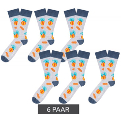 6 Paar Moustard Elefanten Circus Herren Baumwoll-Socken mit Allover-Print gemusterte lange Strümpfe 20SELEPCIRC-M Grau/Blau