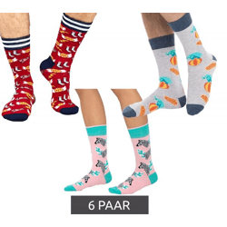6 Paar Moustard Herren Baumwoll-Socken mit Allover-Print gemusterte lange Damen Strümpfe mit Elefanten, Zebras oder Basketbällen Rot, Ros