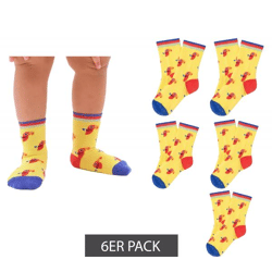 6 Paar Moustard Parrot Kinder Baby-Socken Kleinkind Socken mit Papageien-Print gemusterte Baby-Strümpfe Stopper-Socken Baumwoll-Socken Vog